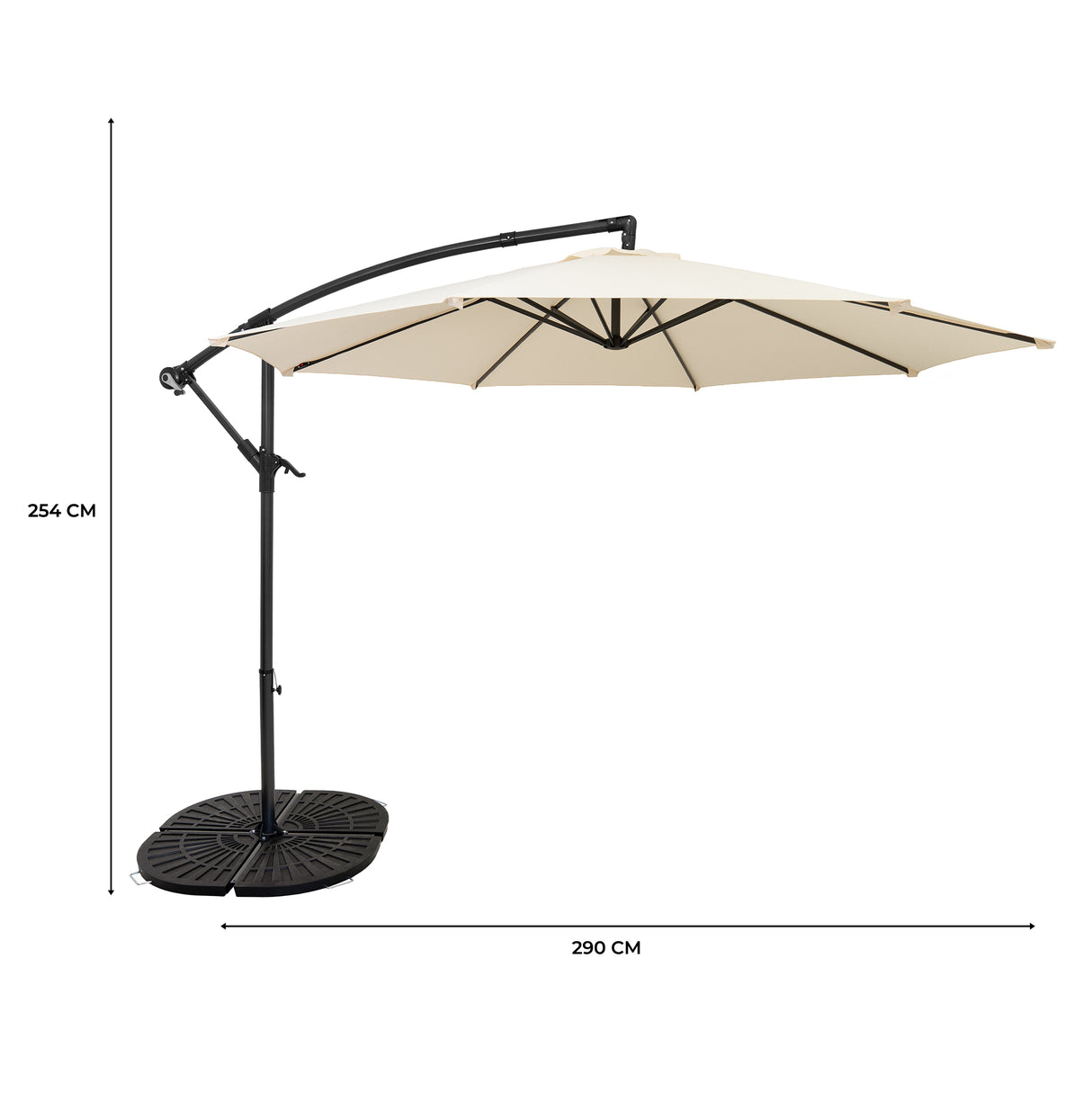 Cantilever Parasol 3m With Full Fan Base – Cream