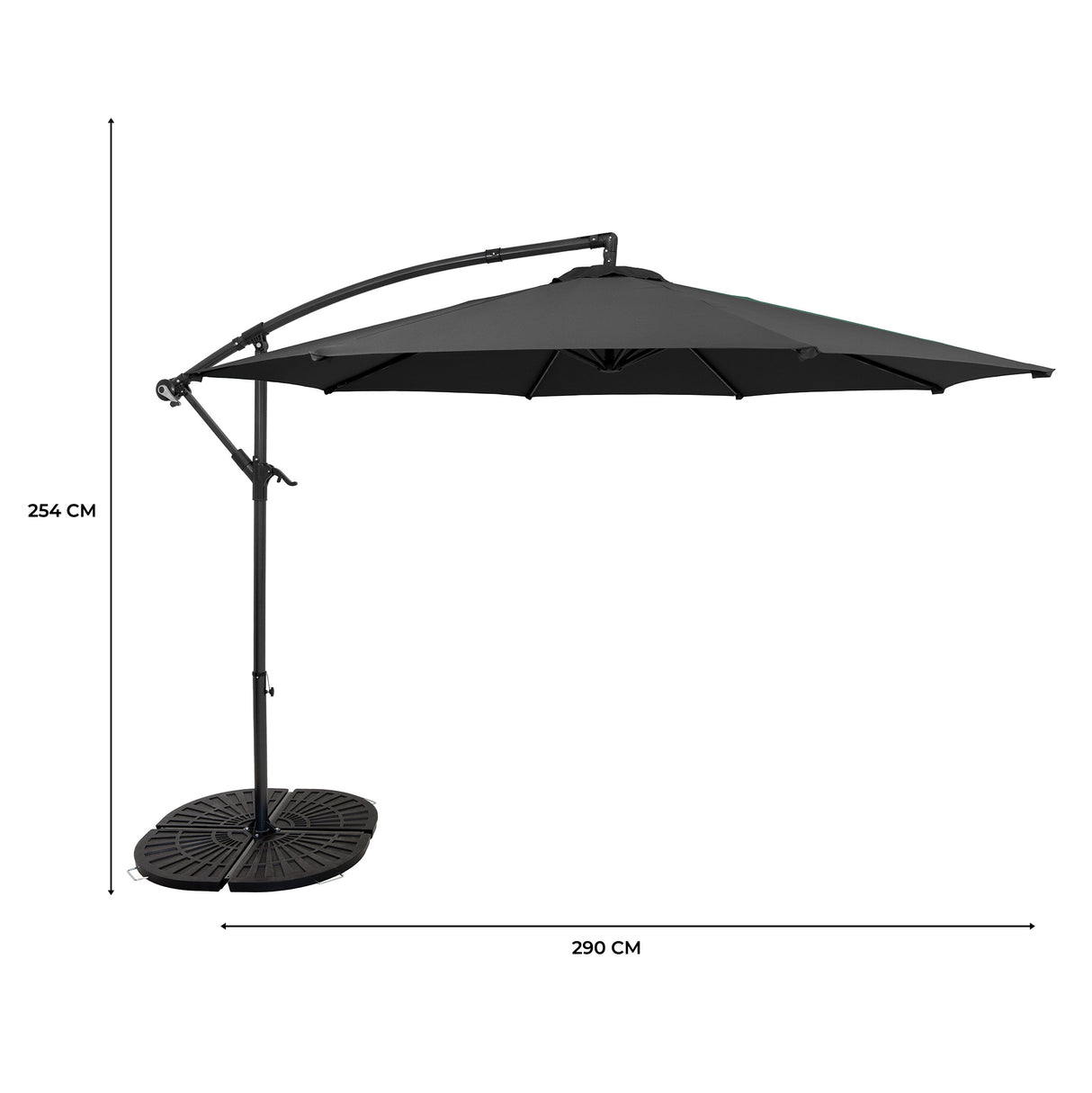 Cantilever Parasol 3m With Full Fan Base – Grey