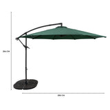 Cantilever Parasol 3m With Full Fan Base – Green