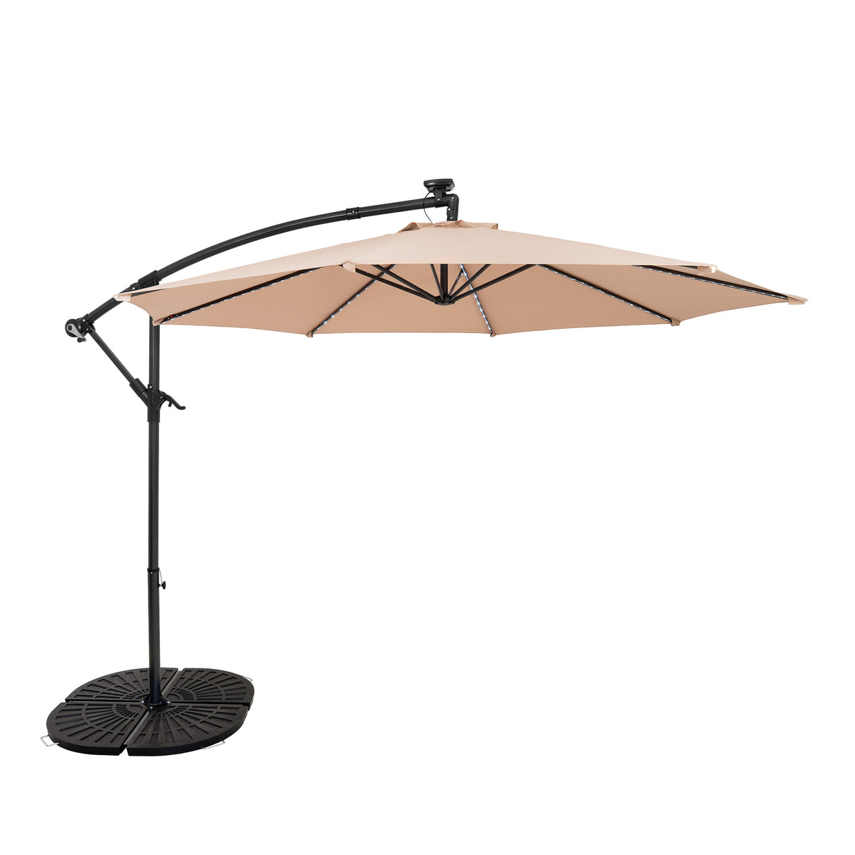 LED Cantilever Parasol 3m With Full Fan Base – Beige