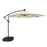 LED Cantilever Parasol 3m With Full Fan Base – Cream