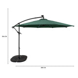LED Cantilever Parasol 3m With Full Fan Base – Green