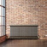 Traditional 2 Column Radiator & Valves - 600 x 1190mm - Raw Metal