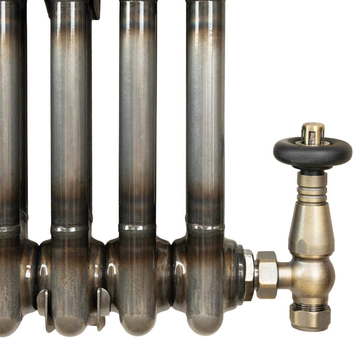 Traditional 2 Column Radiator & Valves - 1500 x 200mm - Raw Metal