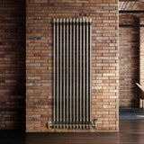 Traditional 2 Column Radiator & Valves - 1800mm x 560mm - Raw Metal