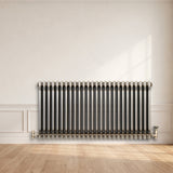 Traditional 3 Column Radiator & Valves – 600mm x 1190mm - Raw Metal