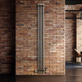 Traditional 3 Column Radiator & Valves – 1800mm x 200mm - Raw Metal