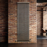 Traditional 3 Column Radiator & Valves - 1800 x 560mm - Raw Metal