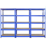 3 x 90cm Q-Rax Blue Metal Racking Units & Workbench & Mallet