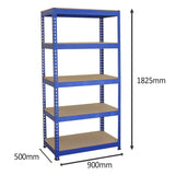 3 x 90cm Q-Rax Blue Metal Racking Units & Workbench & Mallet