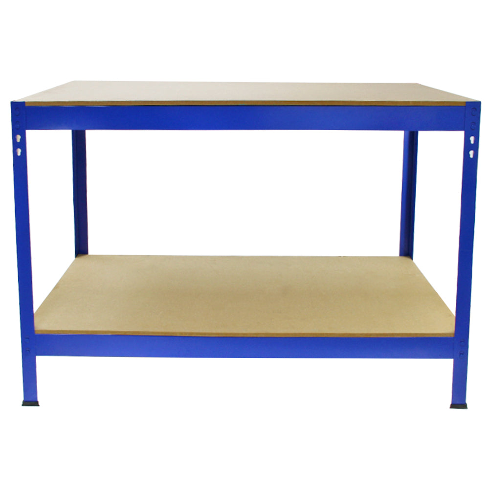 3 x 90cm Q-Rax Blue Metal Racking Units & Workbench & Mallet