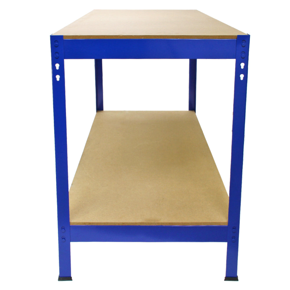 3 x 90cm Q-Rax Blue Metal Racking Units & Workbench & Mallet