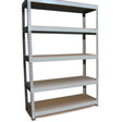 Grey metal shelving unit, 120 x 50 x 180cm, featuring five sturdy shelves with a smooth finish, ideal for storage and organization