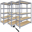 Three grey metal racking units with wooden shelves, measuring 120 x 50 x 180cm, ideal for storage and organization in various spaces