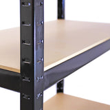 Black metal storage shelves with wooden shelves, featuring a sturdy design and adjustable height for versatile organization
