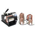 Black and silver PixMax 5 in 1 mug heat press with three interchangeable heating elements for various mug sizes and shapes