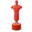 Extra large free-standing boxing dummy in vibrant red, featuring a muscular torso and sturdy base for stability during training sessions