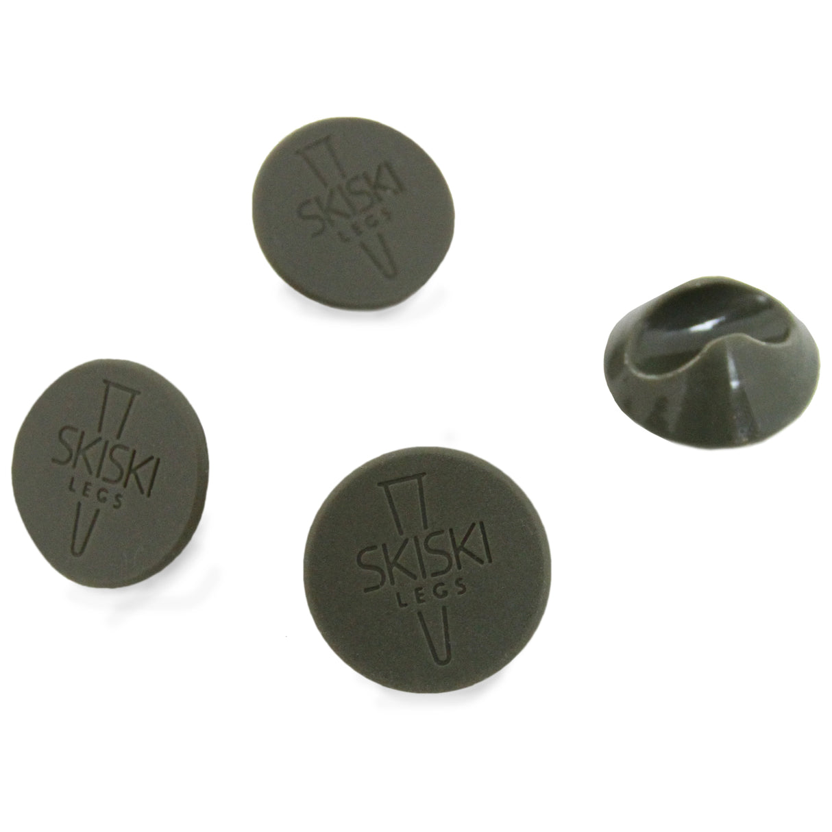 Grey 10mm hairpin leg feet protectors in a pack of four, featuring a smooth, rounded design for easy attachment and floor protection