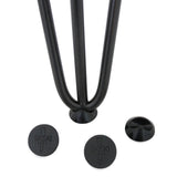 Black 10mm hairpin leg feet protectors, featuring a smooth, round design, ideal for preventing scratches on floors and enhancing furniture stability