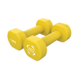 Bright yellow 1.5KG neoprene dumbbells with hexagonal shape for secure grip, ideal for home workouts and strength training