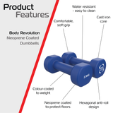 2 x 2.5KG Neoprene dumbbells