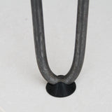 Grey 10mm hairpin leg foot protector with a round black rubber base, designed to prevent scratches on floors and enhance stability