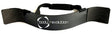 Sleek black arm blaster with a curved design, featuring a logo, adjustable strap for secure fit during workouts