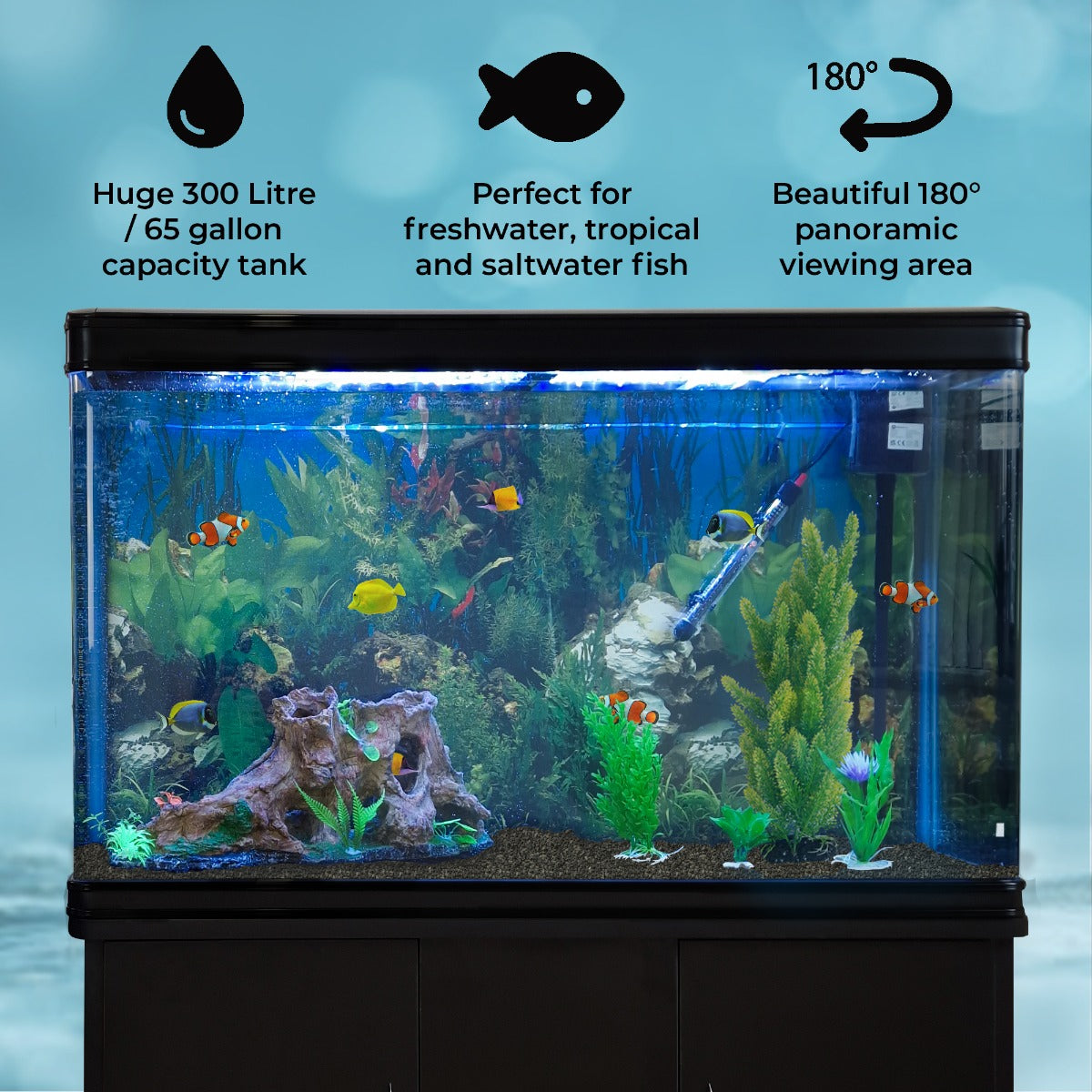 Aquarium Fish Tank & Cabinet - Black