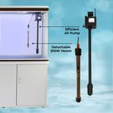 Aquarium Fish Tank and Cabinet with Complete Starter Kit - White Tank with Blue Gravel