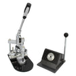 25mm badge press and cutter with a sleek silver and black design, featuring a sturdy handle and a textured base for stability