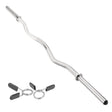 EZ 1" barbell bar with a sleek silver finish, featuring a curved design and two spring clips for secure weight attachment