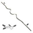 Super Curl Barbell Bar in silver steel, featuring a wavy design for enhanced grip and stability, includes two spring clips for secure weight attachment