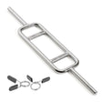 Standard 1-inch body revolution hammer curl bar in shiny silver steel with textured grips and included spring clips for weights