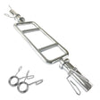 Olympic hammer curl barbell with a shiny chrome finish, featuring a rectangular shape and secure spring clips for weight attachment