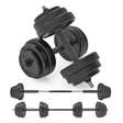 Black vinyl dumbbell set ranging from 10kg to 50kg, featuring a sleek design with textured grips for secure handling
