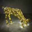 Gold grazing reindeer sculpture adorned with 120 ice white LEDs, featuring a textured finish and elegant silhouette, perfect for festive decor