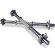 Durable 18-inch dumbbell bars with a sleek silver finish, featuring textured grips and star-lock collars for secure weight plates