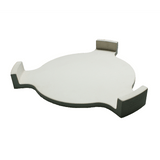 Ceramic heat deflector for Kamado grills, featuring a round shape with notched edges, ideal for indirect cooking and heat distribution