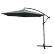 Grey cantilever parasol with a sleek, modern design, featuring a sturdy black frame and a large, square canopy for ample shade