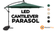 LED Cantilever Parasol 3m With Half Fan Base – Grey