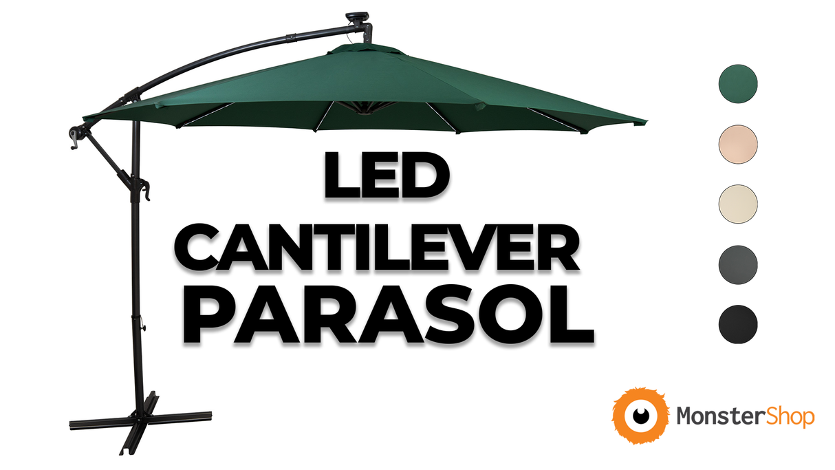 LED Cantilever Parasol 3m – Beige