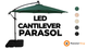 LED Cantilever Parasol 3m With Square Base – Beige