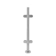 Stainless steel balustrade mid post, 90cm high, featuring a sleek, polished finish and sturdy mounting brackets for secure installation